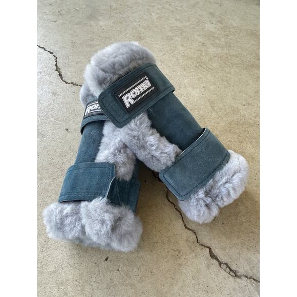 Roma Equine Protective Suede Boots Horse Size Medium Lined Standard Washable NEW - Picture 1 of 8